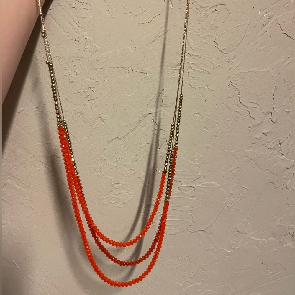 H&M Orange and Gold Beaded Necklace